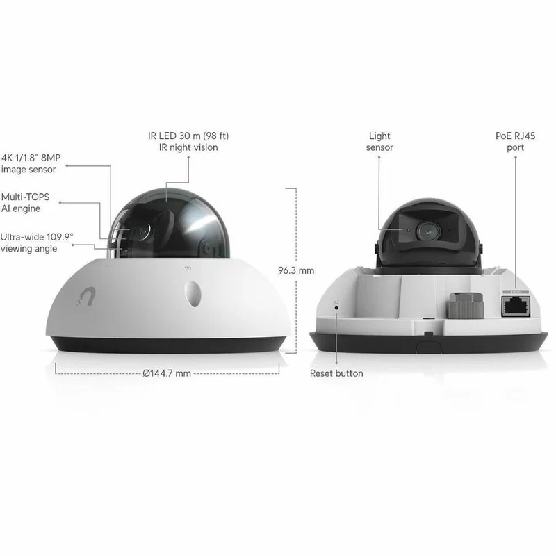 Caméra réseau Ubiquiti UVC-G6-DOME 8 Mégapixels 4K - Couleur - Dôme - Blanc UVC-G6-Dome-W