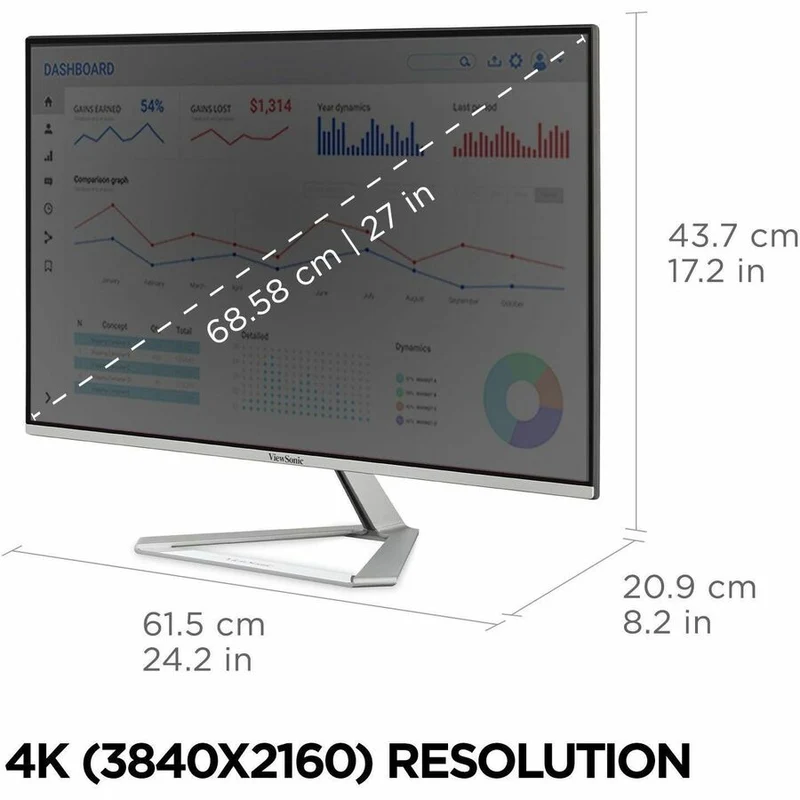 Moniteur LCD ViewSonic VX2776-4K-MHDU 27 pouces (68,6 cm) 4K UHD - Format 16:9 - Argent