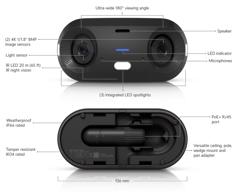 Caméra Ubiquiti G6 180 noire