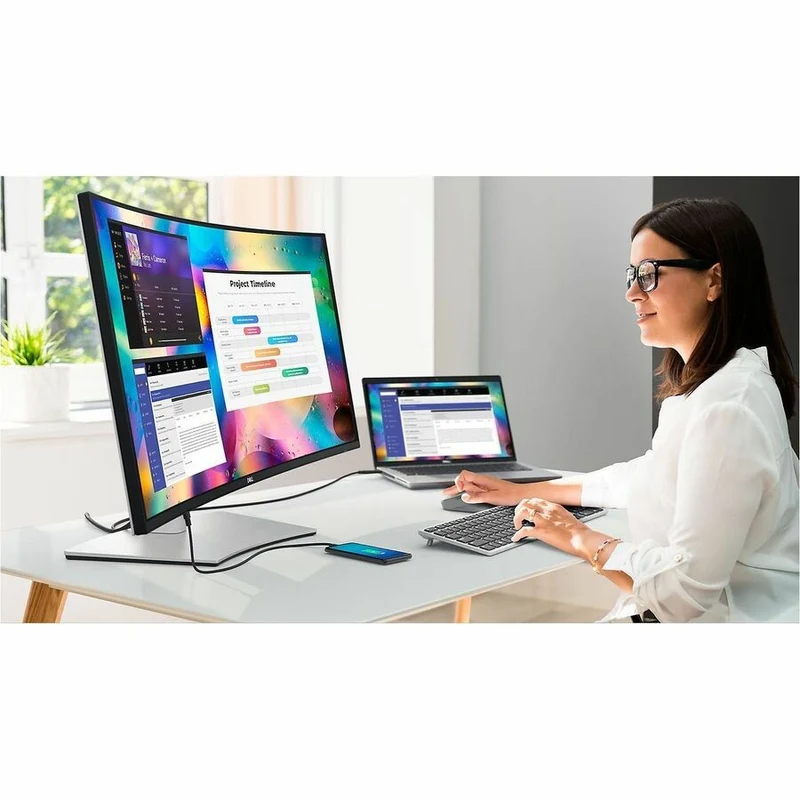 Moniteur LED incurvé Dell UltraSharp U3824DW 38" (3824 cm) WQHD+ - Format 21:9 - Noir et argent