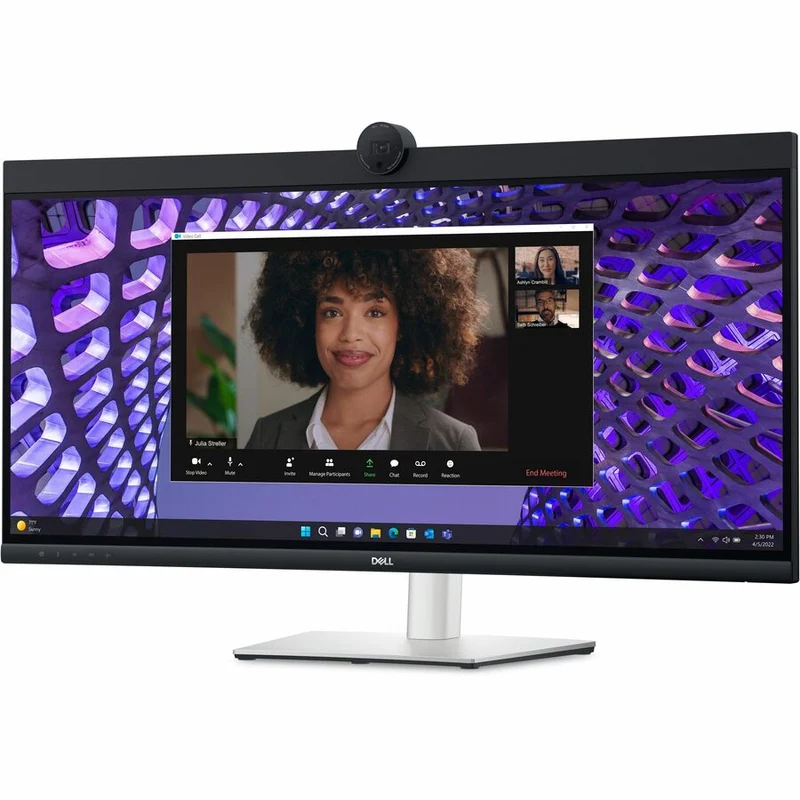 Moniteur LED incurvé Dell P3424WEB 34" avec webcam, résolution UW-QHD et format 21:9, noir et argent