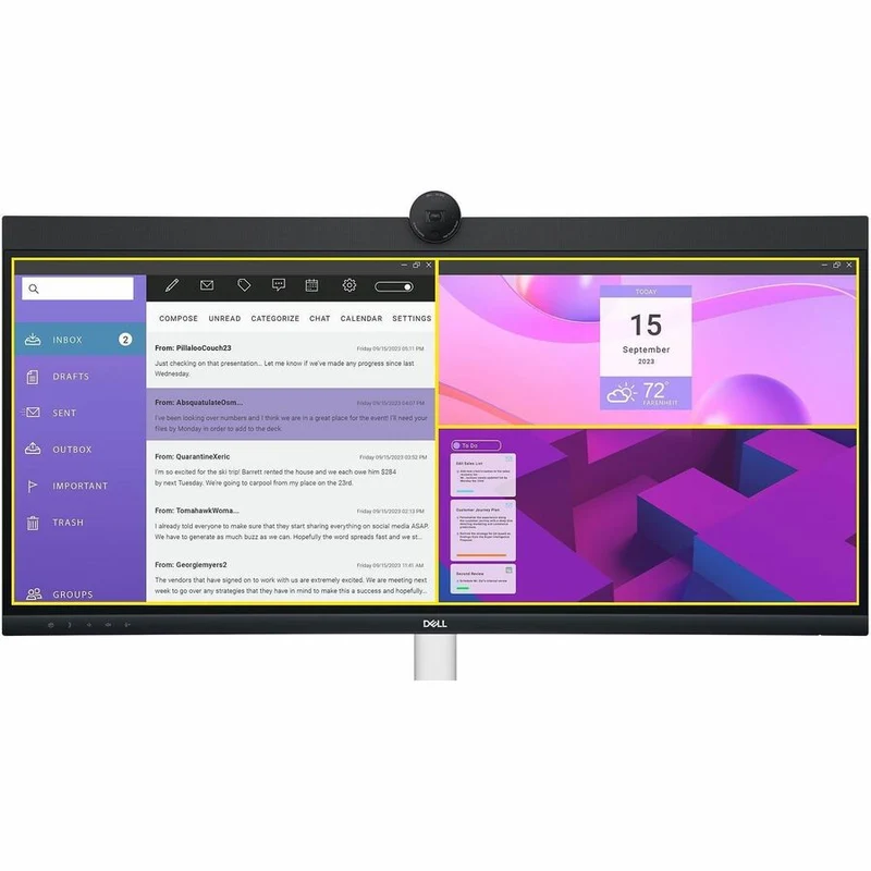 Moniteur LED incurvé Dell P3424WEB 34" avec webcam, résolution UW-QHD et format 21:9, noir et argent