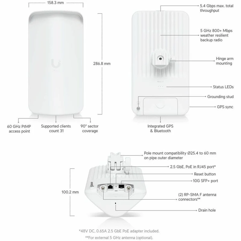 Prolongateur de portée sans fil Ubiquiti Wave AP Gen2 Wi-Fi 6 monobande IEEE 802.11ax 5.40 Gbit/s Wave-AP-Gen2