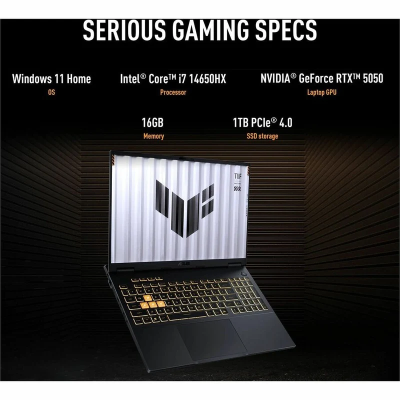Ordinateur portable gaming TUF Gaming F16 FX608 FX608JHR-DS74 16 pouces - 2.5K - 165 Hz - Intel Core i7 14e génération i7-14650HX - 16 Go - SSD 1 To FX608JHR-DS74