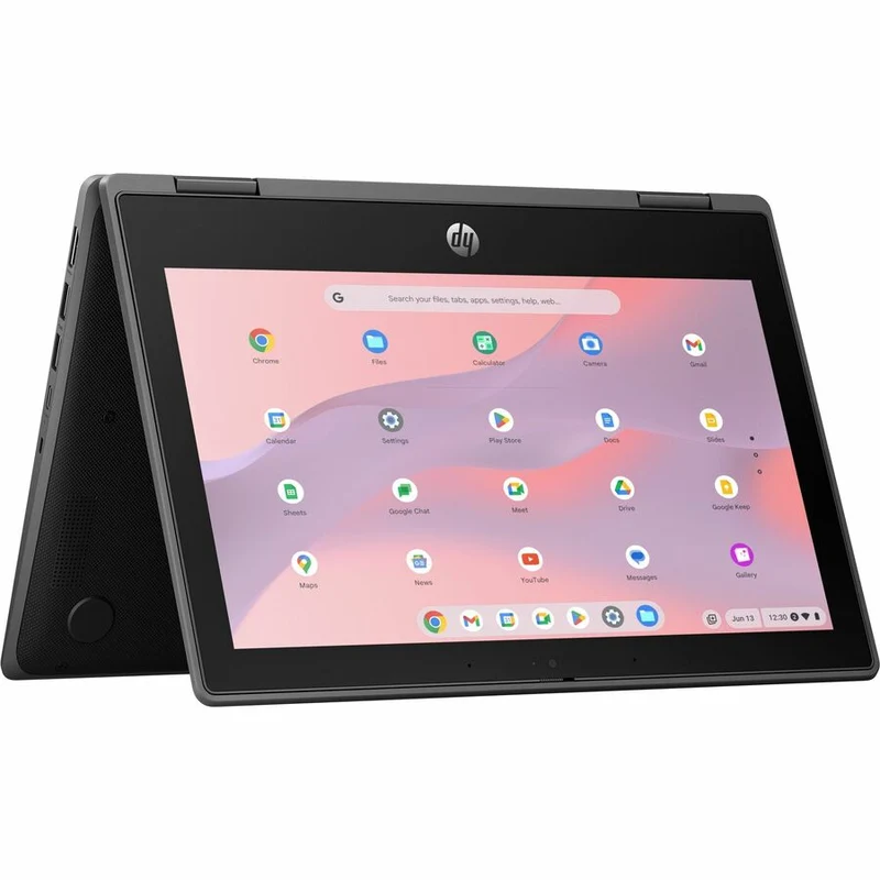 Chromebook convertible 2 en 1 robuste HP Fortis Flip G1i 11.6" avec écran tactile - HD - Intel N250 série N - 16 Go - 128 Go de mémoire flash - Clavier anglais et français - Noir de jais - Smart Buy B69PVUT#ABL