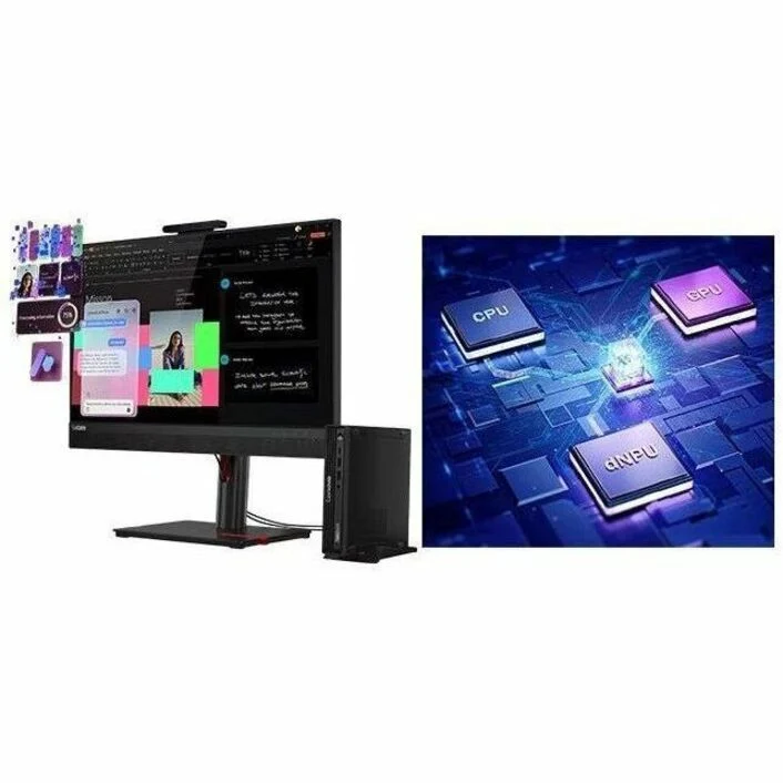 Ordinateur de bureau Lenovo ThinkCentre M70q Gen 6 13A4002DCA - Intel Core Ultra 7 265T - 16 Go - SSD 512 Go - Mini - Noir 13A4002DCA