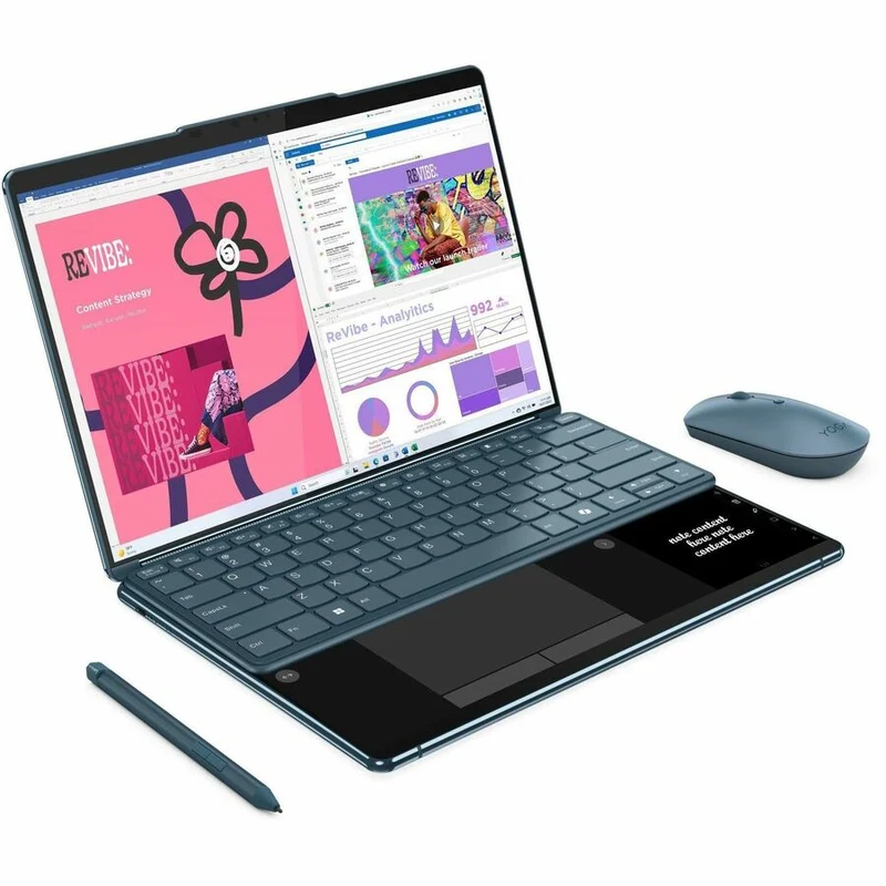 Lenovo Yoga Book 9 13IMU9 83FF0003CF Ordinateur portable 13.3 en 2 convertible avec écran tactile 1" - 2.8K - Intel Core Ultra 7 155U - Plateforme Intel Evo - 16 Go - SSD 1 To - Clavier français et anglais - Bleu sarcelle 83FF0003CF