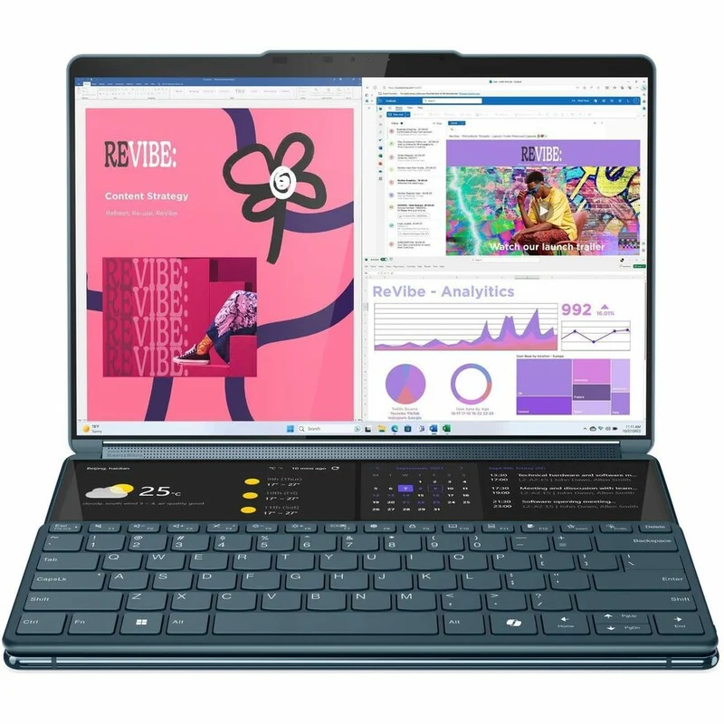 Lenovo Yoga Book 9 13IMU9 83FF0003CF Ordinateur portable 13.3 en 2 convertible avec écran tactile 1" - 2.8K - Intel Core Ultra 7 155U - Plateforme Intel Evo - 16 Go - SSD 1 To - Clavier français et anglais - Bleu sarcelle 83FF0003CF