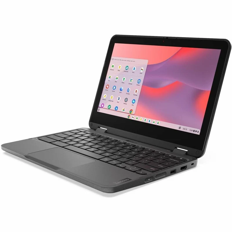 Chromebook Lenovo 500e Gen 4s 83L40001US 11.6" tactile convertible 2 en 1 - HD - Intel N-Series N100 - 8 Go - 64 Go de mémoire flash - Clavier anglais - Gris 83L40001US
