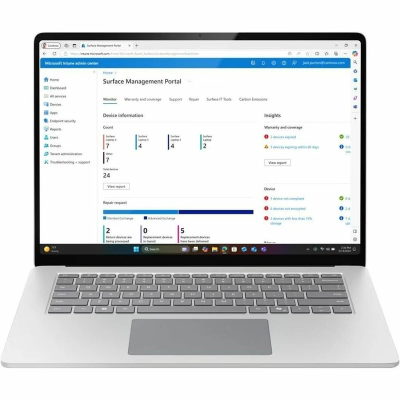 Microsoft Surface Laptop 7 15" Copilot+, écran tactile, processeur Intel Core Ultra 7, 32 Go, SSD 1 To, clavier anglais, platine EP2-21506