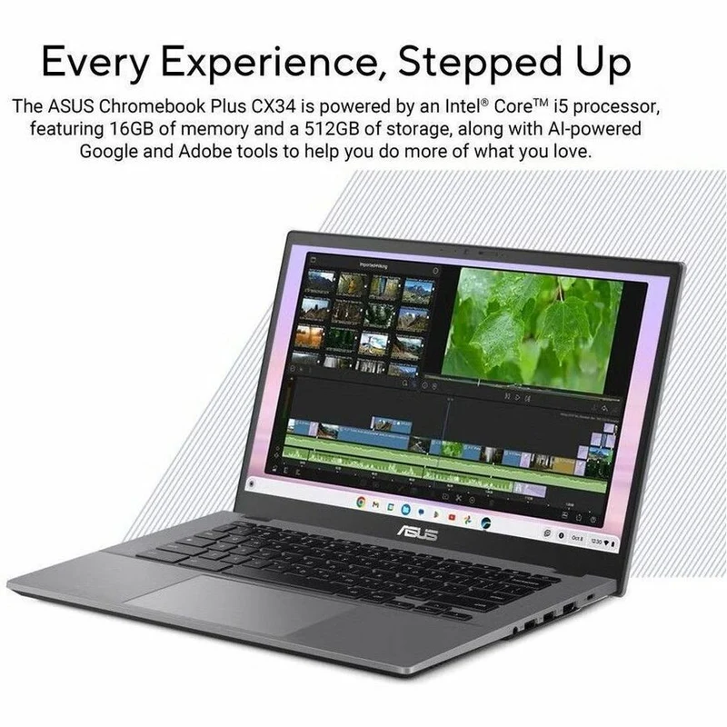 Asus Chromebook Plus CX34 CX3402CVA-DSU51T-CB Chromebook tactile 14" - Full HD - Intel Core 5 120U - 16 Go - SSD 512 Go - Clavier français et anglais - Gris rocheux CX3402CVA-DSU51T-CB