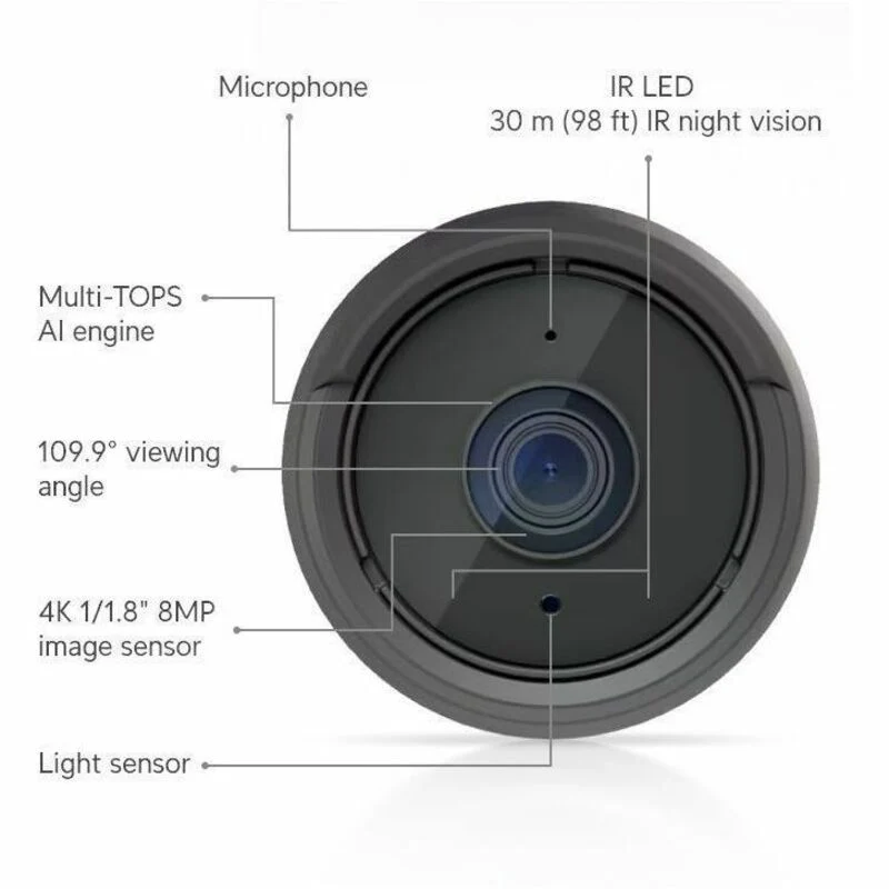 Caméra réseau Ubiquiti G6 8 mégapixels 4K - Couleur - Bullet - Noir UVC-G6-Bullet-B