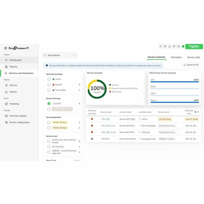 Abonnement, Expert informatique Ecostruxure, 5 ans, Digital, Surveillance et gestion à distance des centres de données. SWITE5YR-DIGI