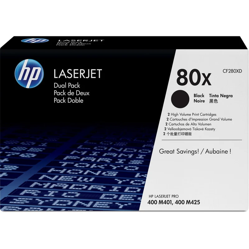 Pack double de cartouches de toner d'origine HP 80X (CF280XD) - Noir - Pack double CF280XD