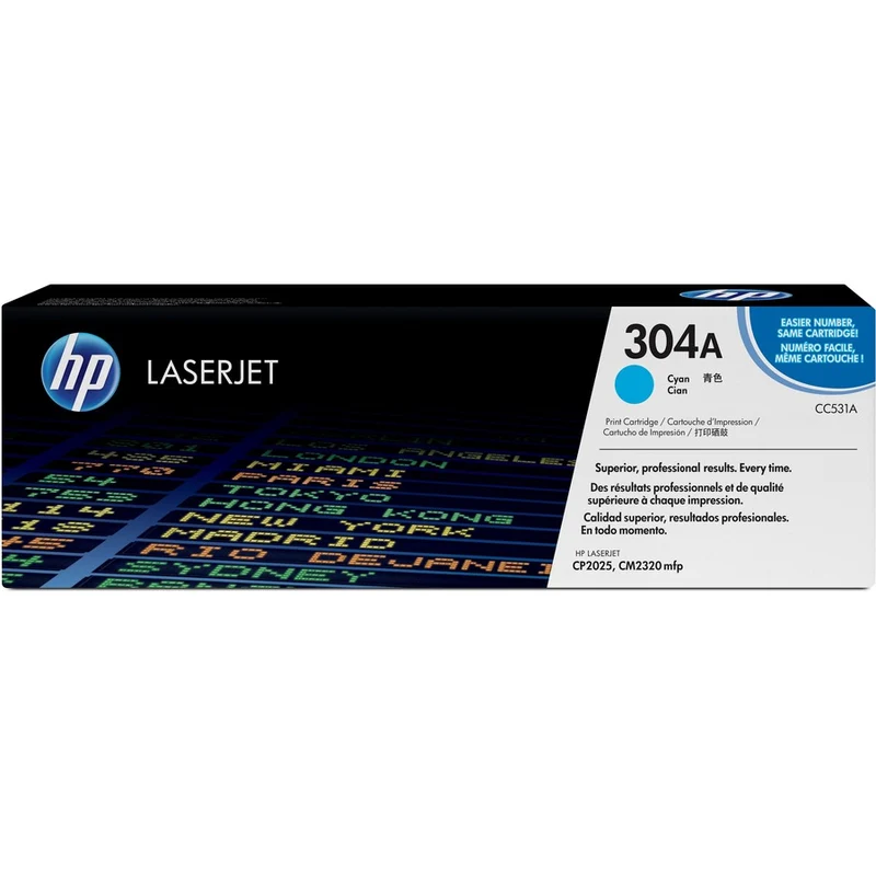 Cartouche de toner laser HP 304A (CC531A) d'origine à rendement standard - Paquet unique - Cyan - 1 de chaque CC531A