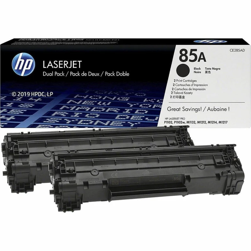 Cartouche de toner laser d'origine HP 85A - Noir - Lot de 2 CE285AD