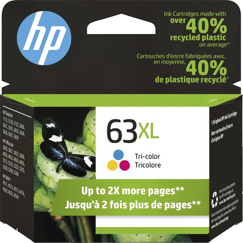 Cartouche d'encre d'origine HP 63XL - Paquet unique F6U63AN#140