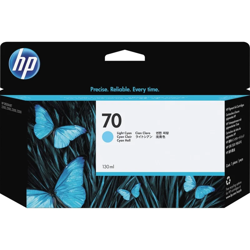 Cartouche d'encre jet d'encre d'origine HP 70 (C9390A) - Pack individuel - Cyan clair - 1 unité C9390A