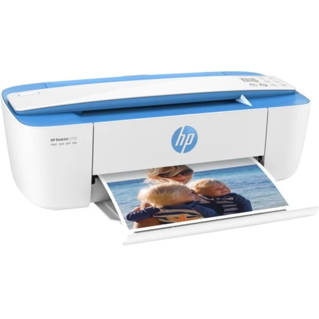 Imprimante multifonction jet d'encre sans fil HP Deskjet 3755 - Copieur/scanner couleur - 19 ppm en monochrome/15 ppm en couleur - Impression 4800 x 1200 - Impression recto verso manuelle - 1000 pages par mois - 60 feuilles - Entrée - Scanner couleur - 600 Numérisation optique - LAN sans fil - HP ePrint J9V90A#B1H
