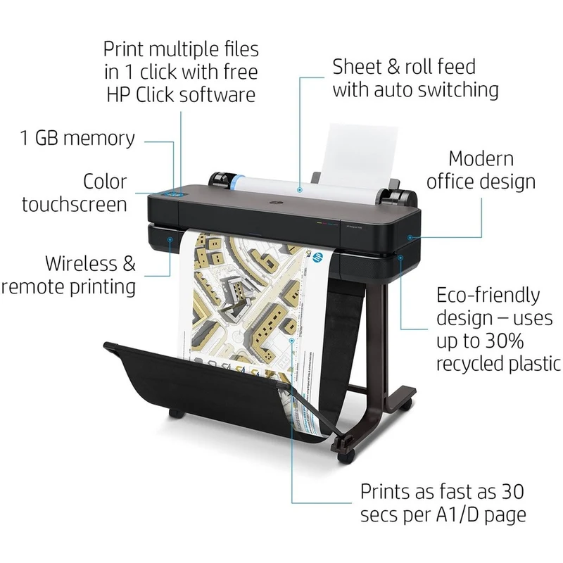 Imprimante grand format à jet d'encre HP Designjet T630 - Largeur d'impression 24" - Couleur 5HB09A#B1K