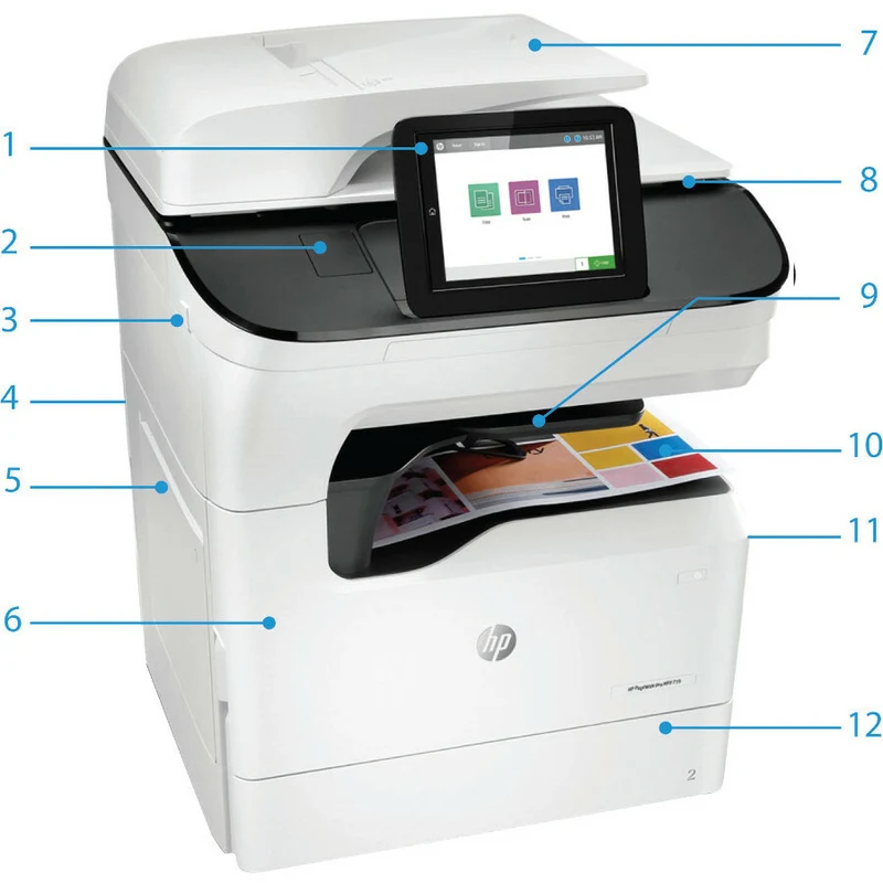 Imprimante multifonction HP 779 779dns Page Wide Array - Copieur/Scanner couleur - Impression monochrome/couleur 65 ppm - Impression 2400 x 1200 - Impression recto verso automatique - 100000 650 pages par mois - 600 feuilles d'entrée - Scanner couleur - 4 numérisation optique - Gigabit Ethernet 46PZ1A#BXNUMXH