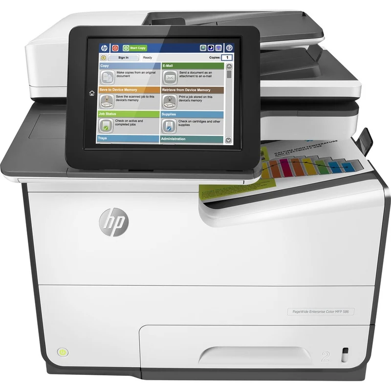 Imprimante multifonction HP PageWide 586 586dn Page Wide Array - Copieur/Scanner couleur - Impression couleur 50 ppm mono/50 ppm - Impression 2400 x 1200 - Impression recto verso automatique - 80000 550 pages par mois - 600 feuilles d'entrée - Scanner couleur - 1 numérisation optique - Gigabit Ethernet G39WXNUMXA #BGJ