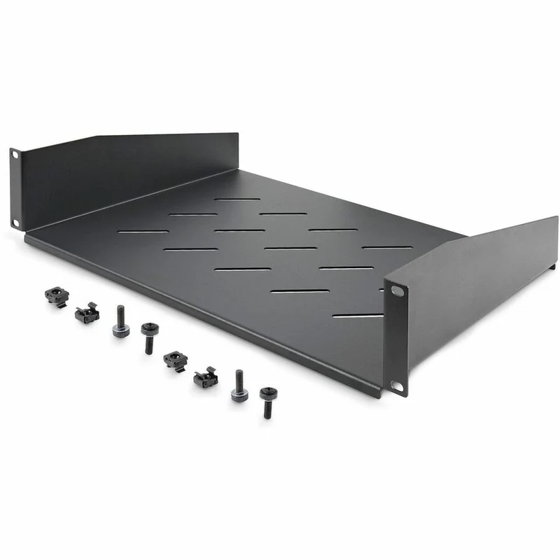Étagère rack serveur ventilée StarTech.com 2U, profondeur de montage 12 cm, plateau cantilever, capacité de 31.5 kg, écrous cage et vis inclus CABSHELFV25U-11.3-RACK