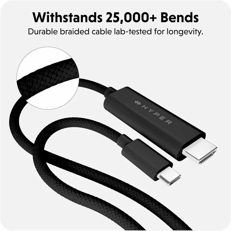 Câble Targus HyperDrive USB-C vers HDMI 4K60 Hz – Noir HD6007BKGL