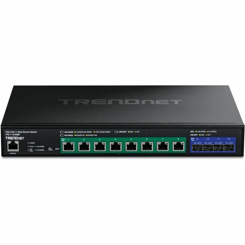 Commutateur Web intelligent TRENDnet 12 ports 10G PoE++ (720 W) TPE-7124SBF