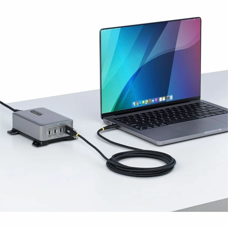 Câble de charge USB-C StarTech.com de 10 m (3 pi), verrouillage par vis latérale, PD EPR 240 W (5 A), gaine en silicone avec tresse, cordon USB 2.0 robuste, USB-IF S2CEPR3M-USBSL-CABLE