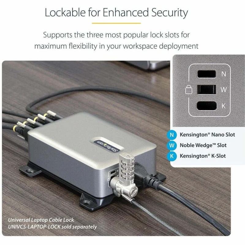 Chargeur USB-C multi-appareils StarTech.com 4 ports, 240 W au total, port unique 140 W EPR, ports à verrouillage par vis, idéal pour les salles de conférence 424DNA-USB-C-CHARGER