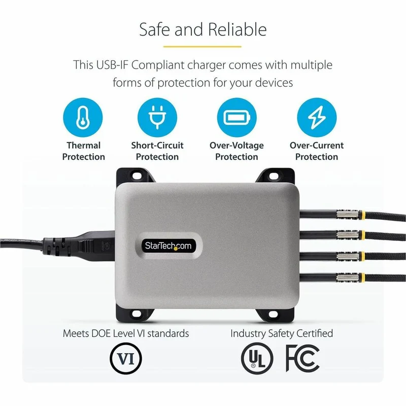 Chargeur USB-C multi-appareils StarTech.com 4 ports, 240 W au total, port unique 140 W EPR, ports à verrouillage par vis, idéal pour les salles de conférence 424DNA-USB-C-CHARGER