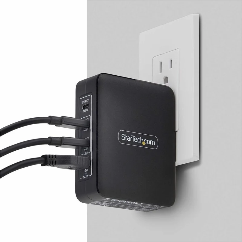 Chargeur mural USB-C 140 W StarTech.com, 3 x USB-C/1 x USB-A, adaptateur secteur PD 3.1 GaN international pour MacBook Pro/Max/Dell XPS/Inspiron 3114GCU-WALL-CHARGER