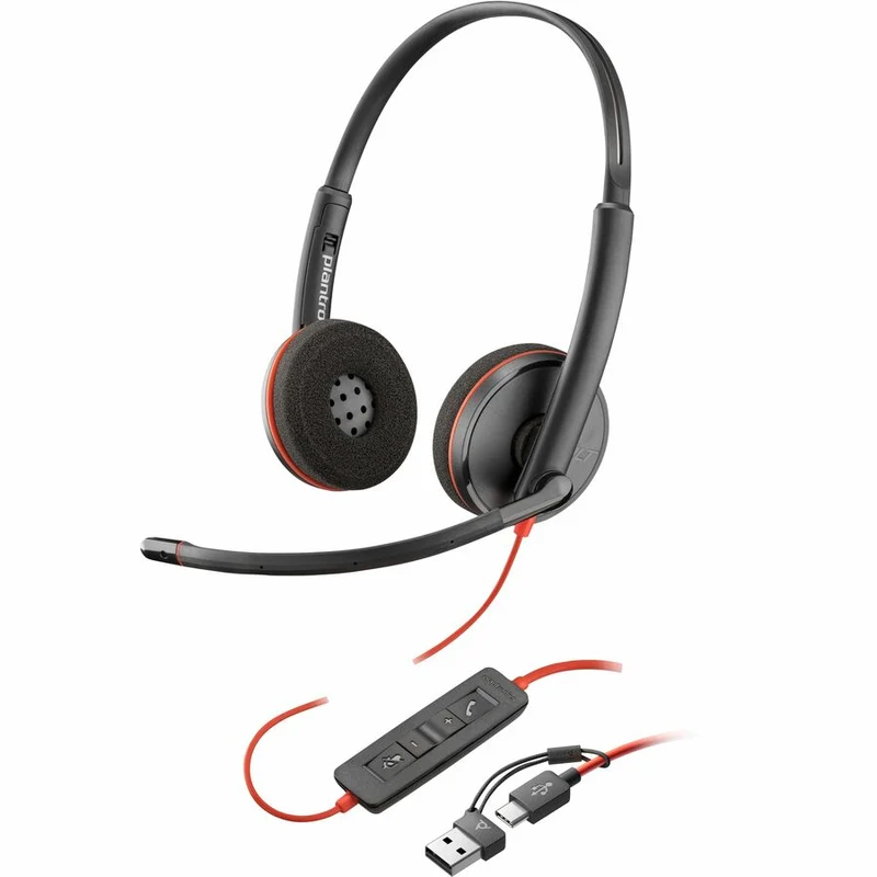 Casque Poly Blackwire 3220 noir + adaptateur USB-C/A TAA (en vrac) 8S0M0A6#ABA